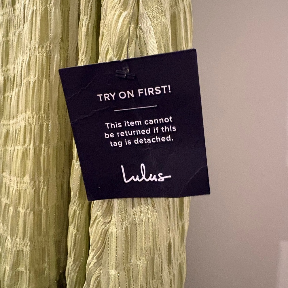 NWT Lulus Sage Green Crinkle Midi Dress - Picture 5 of 6
